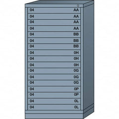 Lyon - 17 Drawer, Standard Eye-Level - Single Drawer Access Cabinet - Steel, 30" Wide x 28-1/4" Deep x 59-1/4" High, Dove Gray - Americas Industrial Supply