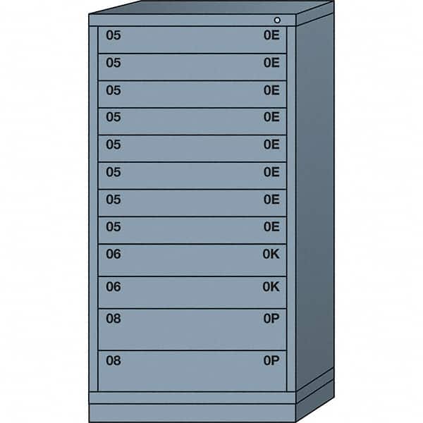Lyon - 12 Drawer, Standard Eye-Level - Multiple Drawer Access Cabinet - Steel, 30" Wide x 28-1/4" Deep x 59-1/4" High, Dove Gray - Americas Industrial Supply
