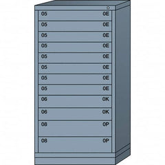 Lyon - 12 Drawer, Standard Eye-Level - Single Drawer Access Cabinet - Steel, 30" Wide x 28-1/4" Deep x 59-1/4" High, Dove Gray - Americas Industrial Supply