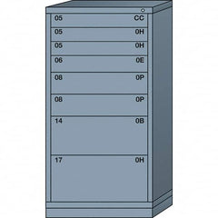 Lyon - 8 Drawer, Standard Eye-Level - Single Drawer Access Cabinet - Steel, 30" Wide x 28-1/4" Deep x 59-1/4" High, Dove Gray - Americas Industrial Supply