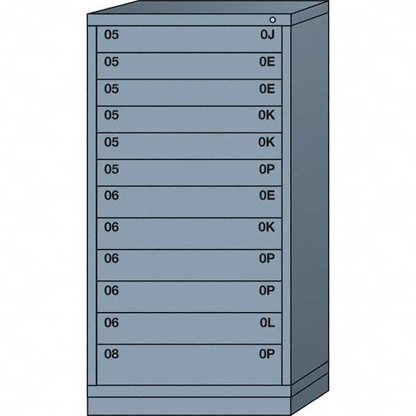 Lyon - 12 Drawer, Standard Eye-Level - Multiple Drawer Access Cabinet - Steel, 30" Wide x 28-1/4" Deep x 59-1/4" High, Dove Gray - Americas Industrial Supply
