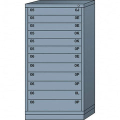 Lyon - 12 Drawer, Standard Eye-Level - Multiple Drawer Access Cabinet - Steel, 30" Wide x 28-1/4" Deep x 59-1/4" High, Dove Gray - Americas Industrial Supply