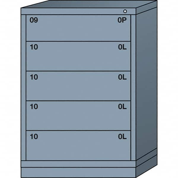Lyon - 5 Drawer, Standard Counter - Multiple Drawer Access Cabinet - Steel, 30" Wide x 28-1/4" Deep x 44-1/4" High, Dove Gray - Americas Industrial Supply