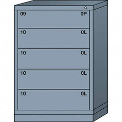 Lyon - 5 Drawer, Standard Counter - Multiple Drawer Access Cabinet - Steel, 30" Wide x 28-1/4" Deep x 44-1/4" High, Dove Gray - Americas Industrial Supply