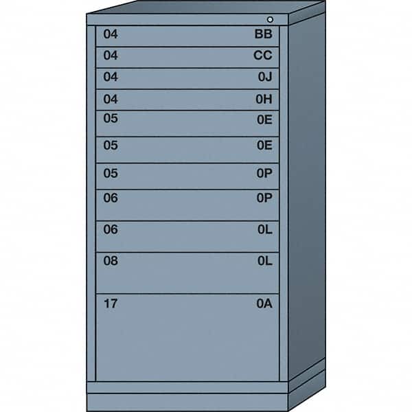 Lyon - 11 Drawer, Standard Eye-Level - Multiple Drawer Access Cabinet - Steel, 30" Wide x 28-1/4" Deep x 59-1/4" High, Dove Gray - Americas Industrial Supply