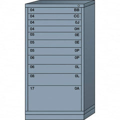 Lyon - 11 Drawer, Standard Eye-Level - Multiple Drawer Access Cabinet - Steel, 30" Wide x 28-1/4" Deep x 59-1/4" High, Dove Gray - Americas Industrial Supply