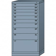 Lyon - 10 Drawer, Standard Eye-Level - Multiple Drawer Access Cabinet - Steel, 30" Wide x 28-1/4" Deep x 59-1/4" High, Dove Gray - Americas Industrial Supply