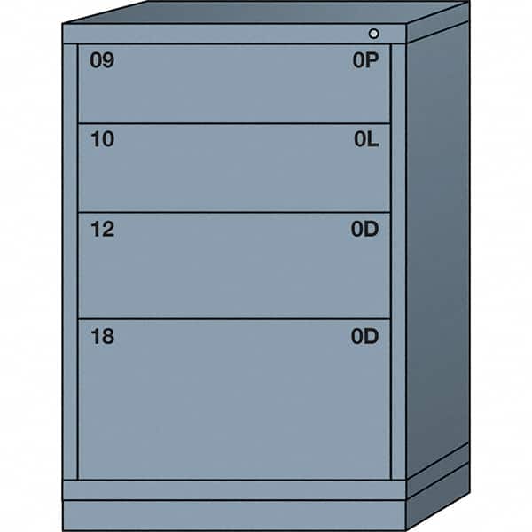 Lyon - 4 Drawer, Standard Counter - Multiple Drawer Access Cabinet - Steel, 30" Wide x 28-1/4" Deep x 44-1/4" High, Dove Gray - Americas Industrial Supply