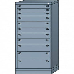 Lyon - 11 Drawer, Standard Eye-Level - Single Drawer Access Cabinet - Steel, 30" Wide x 28-1/4" Deep x 59-1/4" High, Dove Gray - Americas Industrial Supply