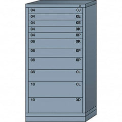 Lyon - 11 Drawer, Standard Eye-Level - Single Drawer Access Cabinet - Steel, 30" Wide x 28-1/4" Deep x 59-1/4" High, Dove Gray - Americas Industrial Supply