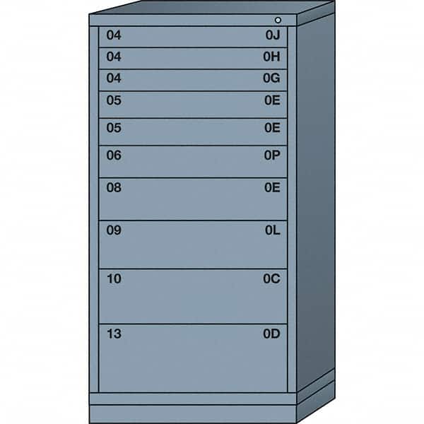 Lyon - 10 Drawer, Standard Eye-Level - Single Drawer Access Cabinet - Steel, 30" Wide x 28-1/4" Deep x 59-1/4" High, Dove Gray - Americas Industrial Supply