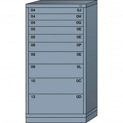 Lyon - 10 Drawer, Standard Eye-Level - Single Drawer Access Cabinet - Steel, 30" Wide x 28-1/4" Deep x 59-1/4" High, Dove Gray - Americas Industrial Supply