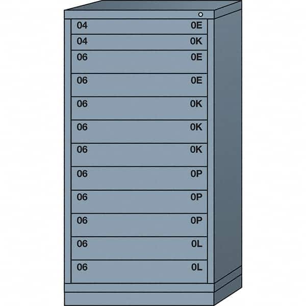 Lyon - 12 Drawer, Standard Eye-Level - Single Drawer Access Cabinet - Steel, 30" Wide x 28-1/4" Deep x 59-1/4" High, Dove Gray - Americas Industrial Supply