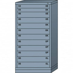 Lyon - 12 Drawer, Standard Eye-Level - Single Drawer Access Cabinet - Steel, 30" Wide x 28-1/4" Deep x 59-1/4" High, Dove Gray - Americas Industrial Supply