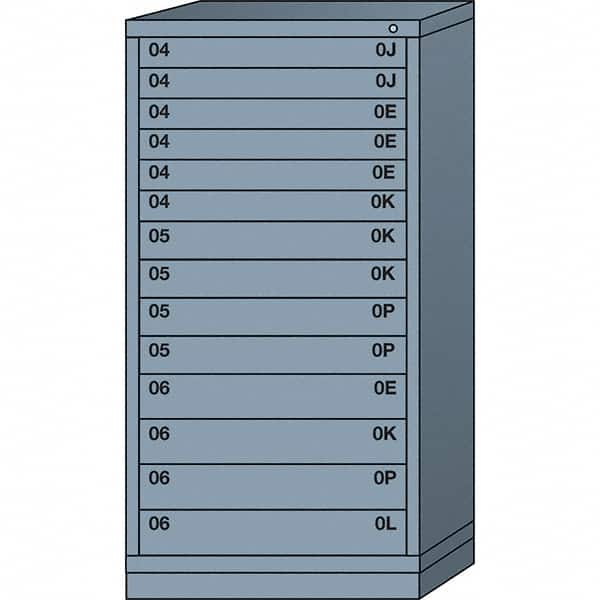 Lyon - 14 Drawer, Standard Eye-Level - Multiple Drawer Access Cabinet - Steel, 30" Wide x 28-1/4" Deep x 59-1/4" High, Dove Gray - Americas Industrial Supply