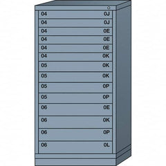 Lyon - 14 Drawer, Standard Eye-Level - Multiple Drawer Access Cabinet - Steel, 30" Wide x 28-1/4" Deep x 59-1/4" High, Dove Gray - Americas Industrial Supply