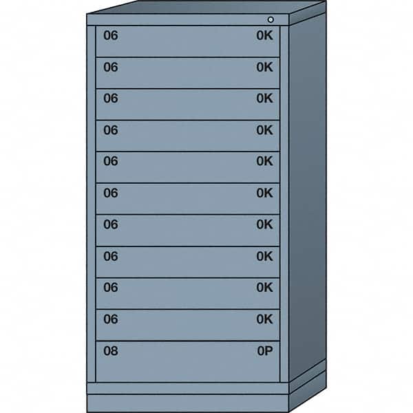 Lyon - 11 Drawer, Standard Eye-Level - Multiple Drawer Access Cabinet - Steel, 30" Wide x 28-1/4" Deep x 59-1/4" High, Dove Gray - Americas Industrial Supply