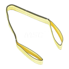 Web Sling: 2″ Wide, 4' Long, 6,400 lb Vertical, 5,120 lb Choker, 12,800 lb Basket, Polyester Flat Eye, Yellow