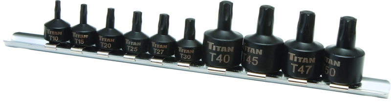 10 Piece - #16142 - 1/4 & 3/8" Drive - Star Stubby Impact Bit Socket Set - Americas Industrial Supply