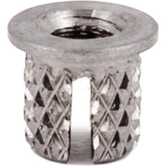 Press Fit Threaded Inserts; Product Type: Flanged; Material: Stainless Steel; Drill Size: 0.1560; Finish: Uncoated; Thread Size: M3; Thread Pitch: 0.5; Hole Diameter (Decimal Inch): 0.1560; Insert Diameter: .166; For Use On: Plastic; Overall Length: 0.19;