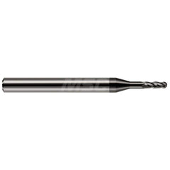 Ball End Mill: 0.125″ Dia, 0.375″ LOC, 4 Flute, Solid Carbide 1-1/2″ OAL, 1/8″ Shank Dia, 30 ° Helix, Amorphous Diamond Coated, Single End