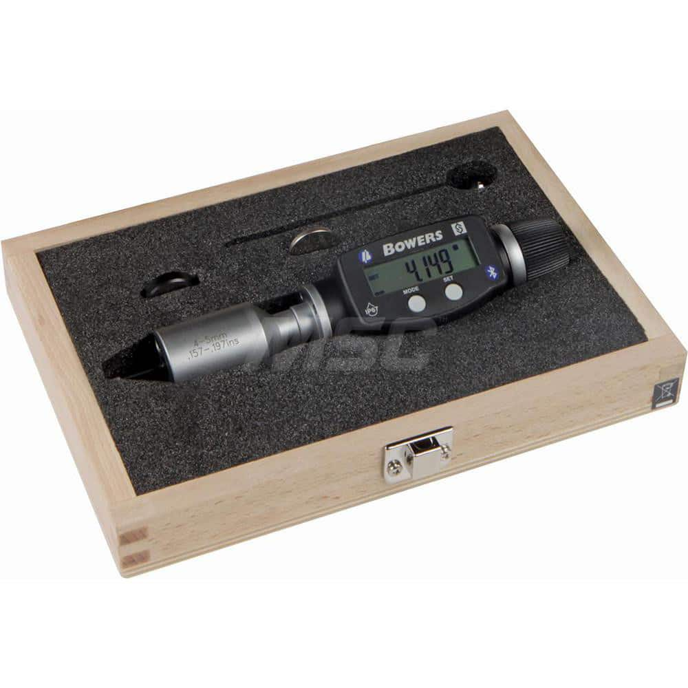 Electronic Bore Gages; Maximum Measurement: 2.00; Minimum Measurement (Decimal Inch): 0; Accuracy: 0.00015″; Pistol Grip: Yes; Gage Depth (Inch): .70″; Material: Tungsten Carbide; Batteries Included: Yes; Number Of Batteries: 1; Battery Size: 3V; Battery