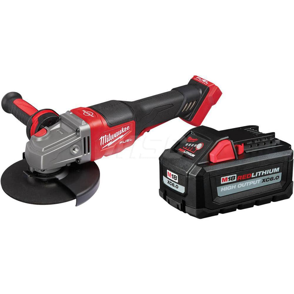 Cordless Angle Grinder: 4-1/2 to 6″ Wheel Dia, 9,000 RPM, 18V 5/8-11 Spindle, Paddle Switch, 1 Battery Included