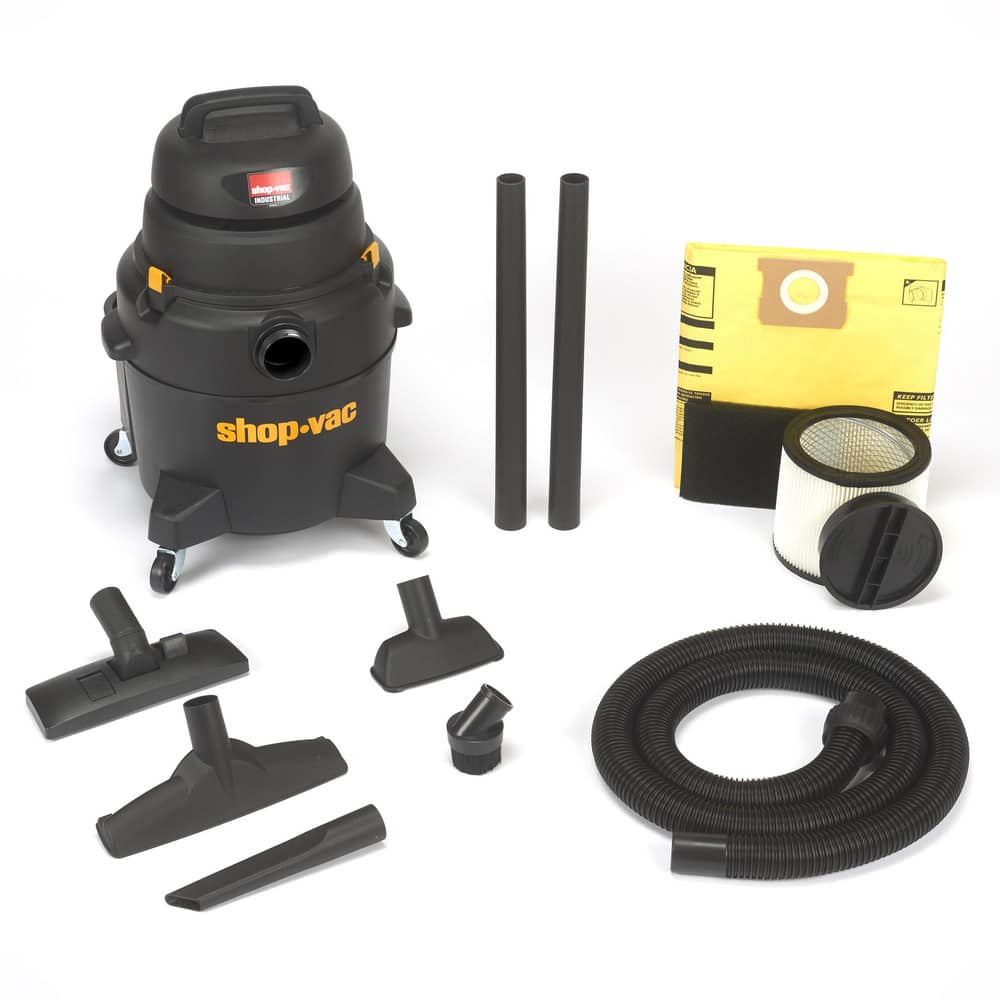 Wet/Dry Vacuum: Electric, 8 gal, 6 hp, 9.5 A Standard, Polyethylene Tank, Cord Included