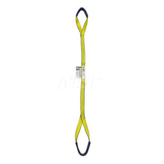 Eye & Eye Sling: 1″ Wide, 12' Long, 1,600 lb Vertical, 1,250 lb Choker, 3,200 lb Basket, Polyester Flat Eye, Yellow