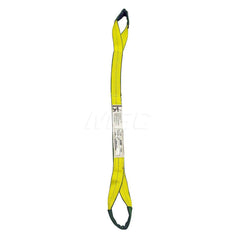 Eye & Eye Sling: 2″ Wide, 3' Long, 6,400 lb Vertical, 5,120 lb Choker, 12,800 lb Basket, Polyester Flat Eye, Yellow