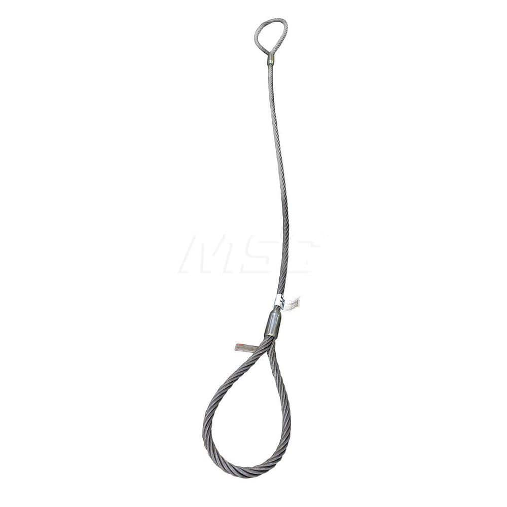 Eye & Eye Sling: 4' Long, 7.6 Ton Vertical Standard Eye, Silver