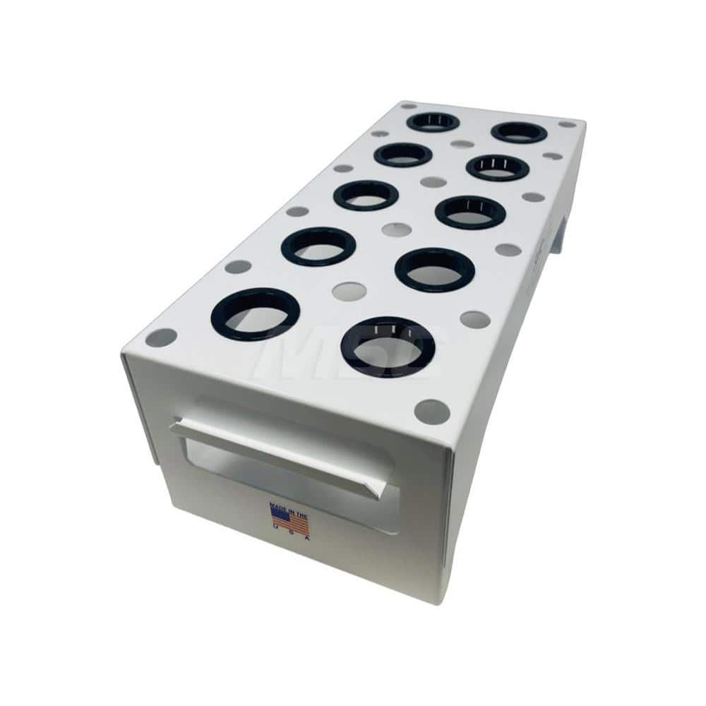 CNC Storage Racks; Rack Type: Benchtop; Tool Type: CNC Tool Holder; Load Capacity: 26; Overall Height: 5 in; Color: White; Width (Inch): 7; Number of Blocks: 30; Minimum Order Quantity: Steel; Depth (Inch): 17 in; Mat: Powder Coated; Steel; Width (Decimal