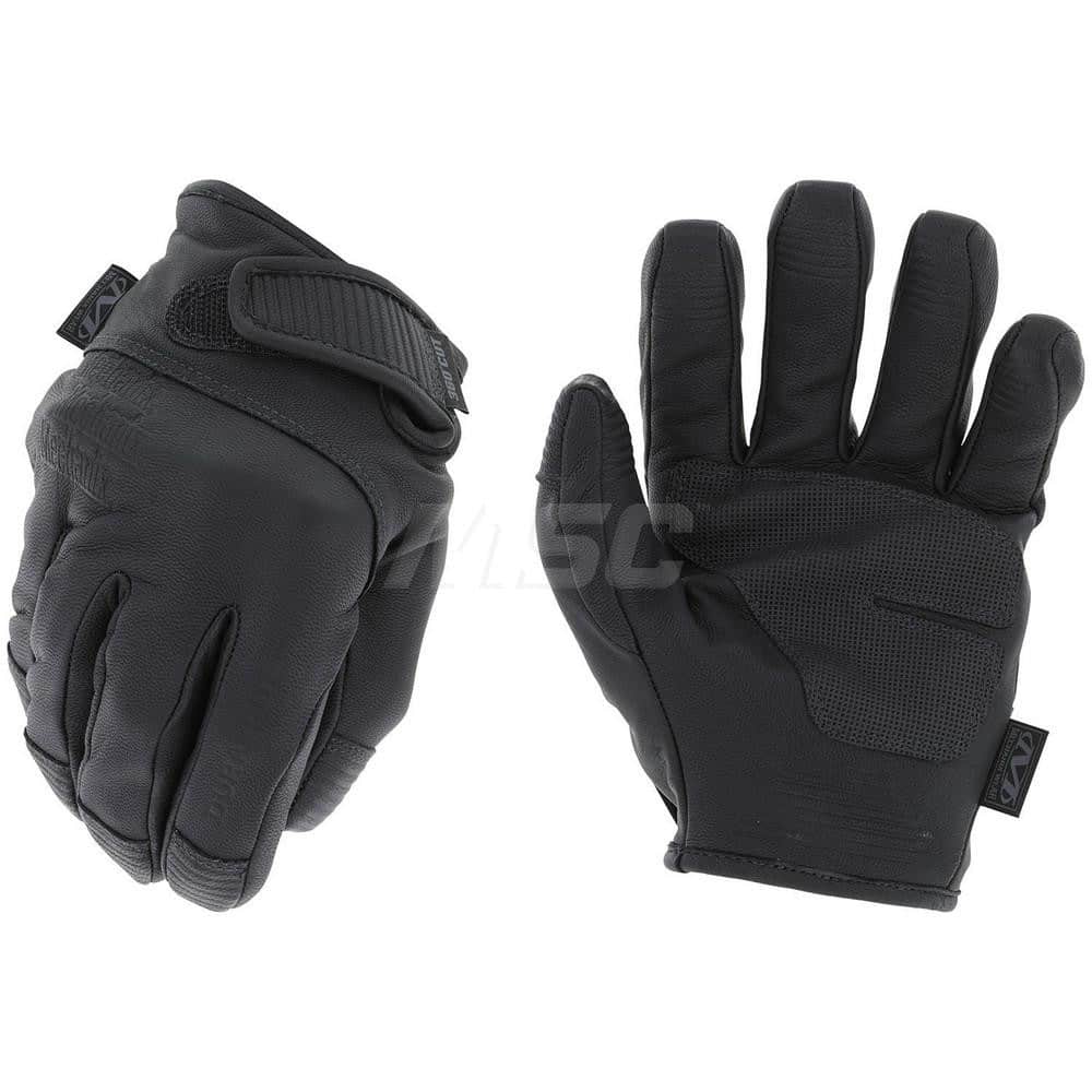 Cut & Puncture-Resistant Gloves: Large, ANSI Cut A7, ANSI Puncture 0, Cotton & Polyester Lined, Leather Black, 13″ OAL, Soft Textured Grip
