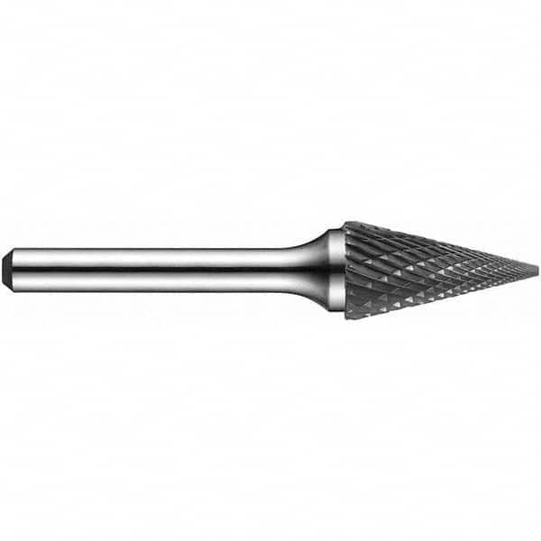 Precision Twist Drill - 1/2" Cut Diam, 1/4" Shank Diam, Carbide Double Cut Cone Burr - Americas Industrial Supply