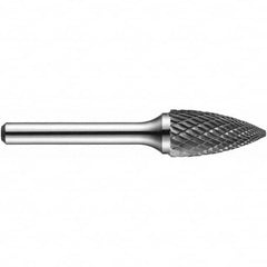 Precision Twist Drill - 1/4" Cut Diam, 1/8" Shank Diam, Carbide Double Cut Tree Burr - Americas Industrial Supply