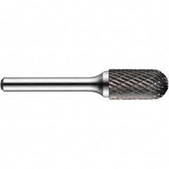 Precision Twist Drill - 7/16" Cut Diam, 1/4" Shank Diam, Carbide Double Cut Cylinder Burr with Radius - Americas Industrial Supply
