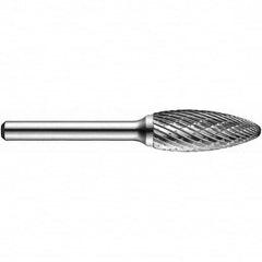 Precision Twist Drill - 1/8" Cut Diam, 1/8" Shank Diam, Carbide Double Cut Flame Burr - Americas Industrial Supply