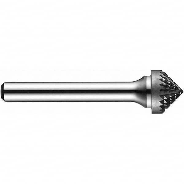 Precision Twist Drill - 1/2" Cut Diam, 1/4" Shank Diam, Carbide Double Cut 90° Angle Burr - Americas Industrial Supply