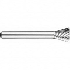 Precision Twist Drill - 1/8" Cut Diam, 1/8" Shank Diam, Carbide Double Cut Inverted Cone Burr - Americas Industrial Supply