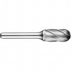 Precision Twist Drill - 1/2" Cut Diam, 1/4" Shank Diam, Carbide Aluma Cut Cylinder Ball End Burr - Americas Industrial Supply