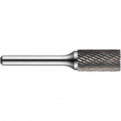 Precision Twist Drill - 3/8" Cut Diam, 1/4" Shank Diam, Carbide Double Cut Cylinder Burr with End Cut - Americas Industrial Supply