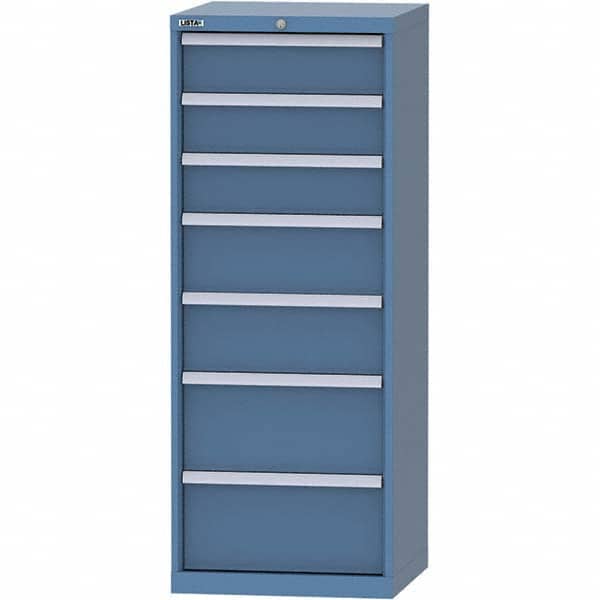 LISTA - 7 Drawer, 84 Compartment Bright Blue Steel Modular Storage Cabinet - Americas Industrial Supply