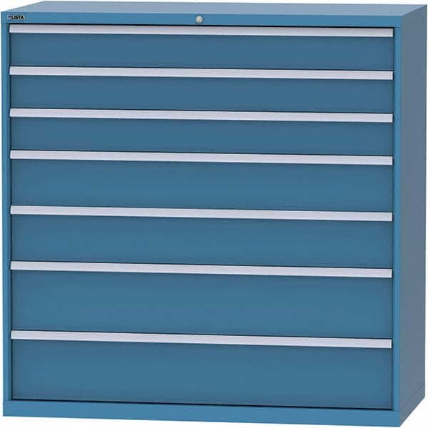 LISTA - 7 Drawer, 84 Compartment Bright Blue Steel Modular Storage Cabinet - Americas Industrial Supply