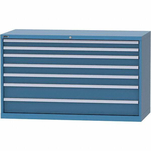 LISTA - 7 Drawer, 84 Compartment Bright Blue Steel Modular Storage Cabinet - Americas Industrial Supply