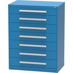 Vidmar - 7 Drawer, 45 Compartment Bright Blue Steel Modular Storage Cabinet - Americas Industrial Supply