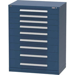 Vidmar - 9 Drawer Bright Blue Steel Modular Storage Cabinet - Americas Industrial Supply