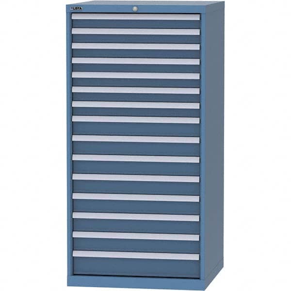 LISTA - 15 Drawer, 124 Compartment Bright Blue Steel Modular Storage Cabinet - Americas Industrial Supply