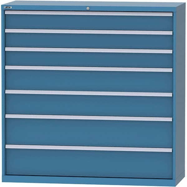 LISTA - 7 Drawer, 84 Compartment Bright Blue Steel Modular Storage Cabinet - Americas Industrial Supply