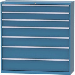 LISTA - 7 Drawer, 84 Compartment Bright Blue Steel Modular Storage Cabinet - Americas Industrial Supply