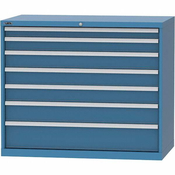 LISTA - 7 Drawer, 99 Compartment Bright Blue Steel Modular Storage Cabinet - Americas Industrial Supply